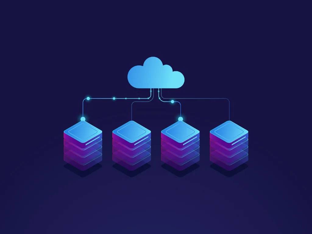 Cloud platform architecture — cloud hub connected to distributed server infrastructure